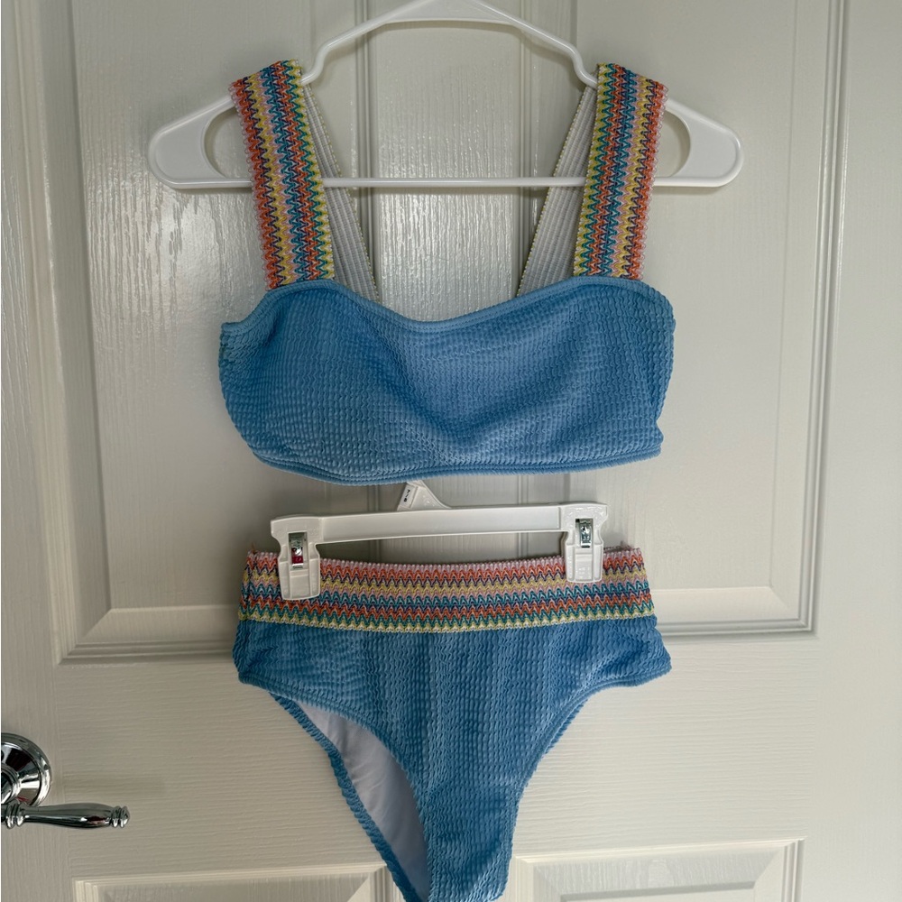 SHEIN Blue Multicolor Striped Bikini
